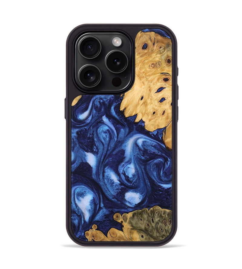 iPhone 15 Pro Wood Phone Case - Deshawn (Blue, 746155)