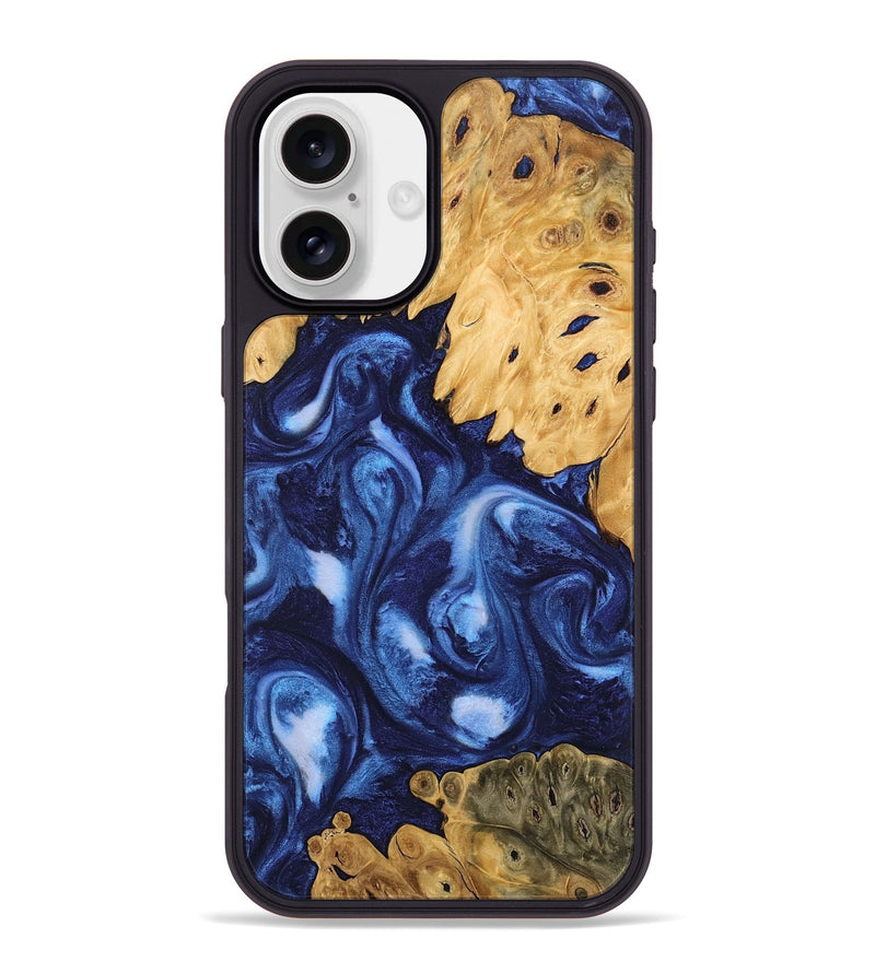 iPhone 16 Plus Wood Phone Case - Deshawn (Blue, 746155)