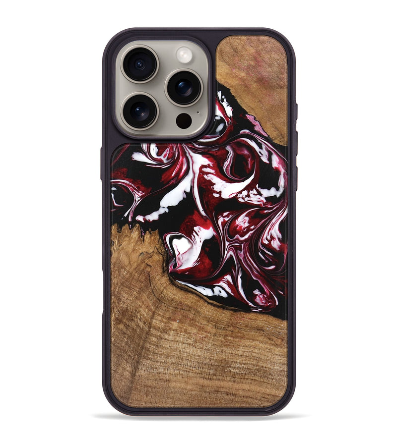 iPhone 16 Pro Max Wood Phone Case - Emerald (Red, 746160)