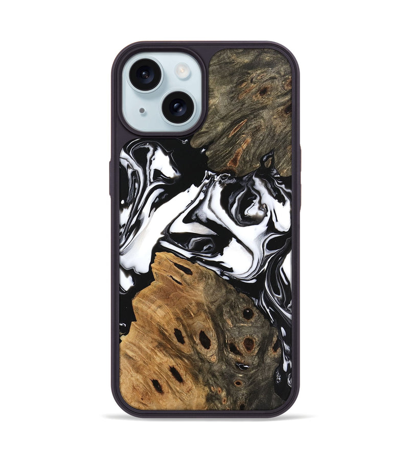 iPhone 15 Wood Phone Case - Keyla (Black & White, 746161)