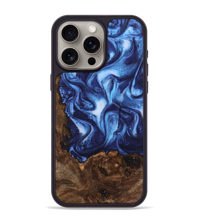 iPhone 15 Pro Max Wood Phone Case - Lafe (Blue, 746165)