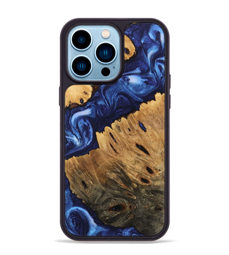 iPhone 14 Pro Max Wood Phone Case - Carie (Blue, 746166)