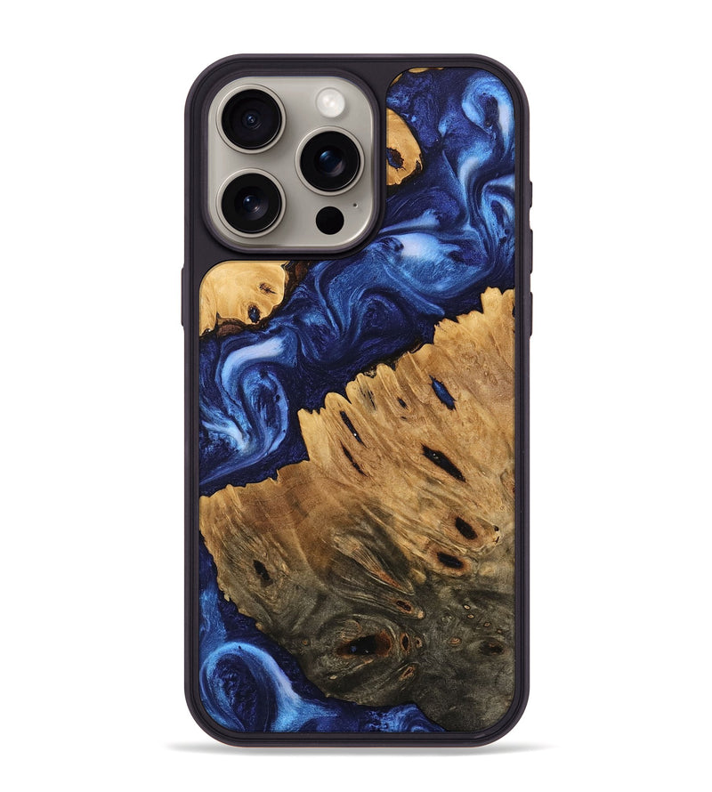 iPhone 15 Pro Max Wood Phone Case - Carie (Blue, 746166)