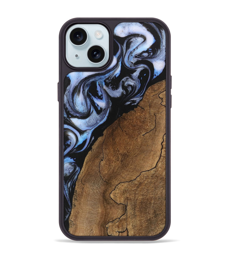 iPhone 15 Plus Wood Phone Case - Shad (Blue, 746177)