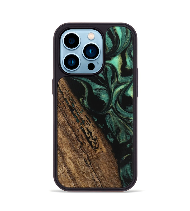 iPhone 14 Pro Wood Phone Case - Kaeden (Green, 746202)