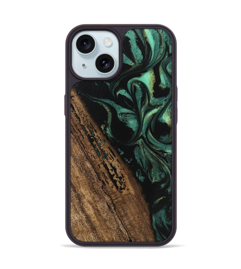 iPhone 15 Wood Phone Case - Kaeden (Green, 746202)