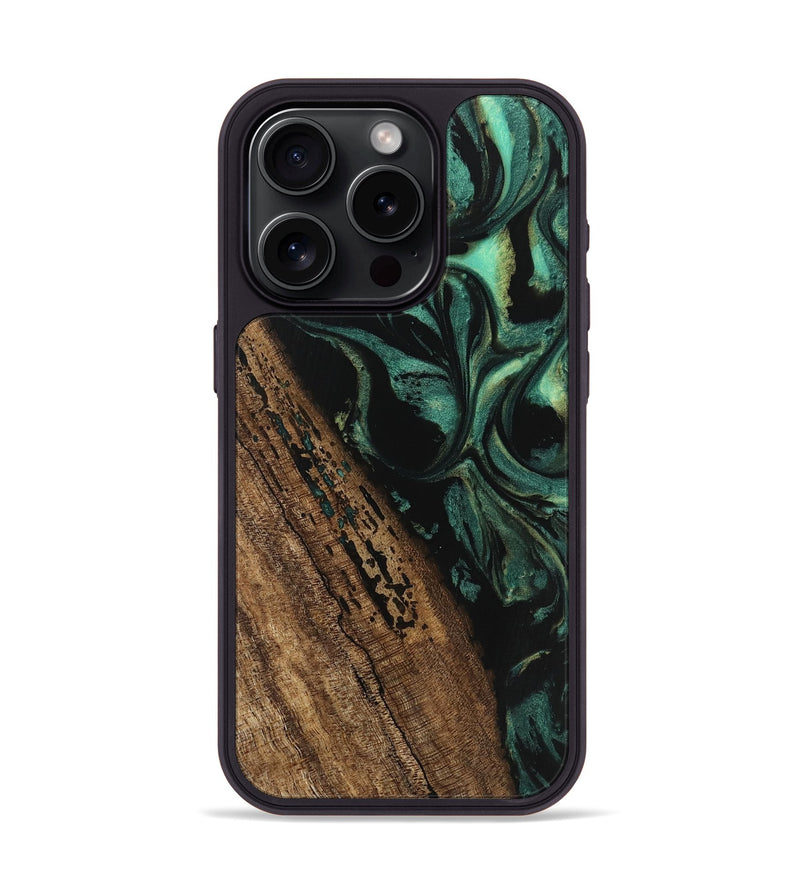 iPhone 15 Pro Wood Phone Case - Kaeden (Green, 746202)