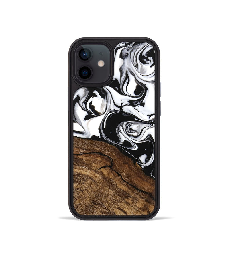 iPhone 12 mini Wood Phone Case - Janelle (Black & White, 746225)