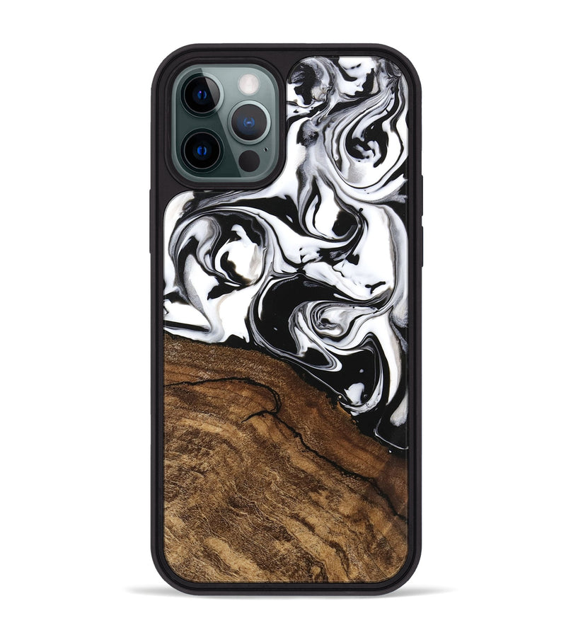 iPhone 12 Pro Max Wood Phone Case - Janelle (Black & White, 746225)