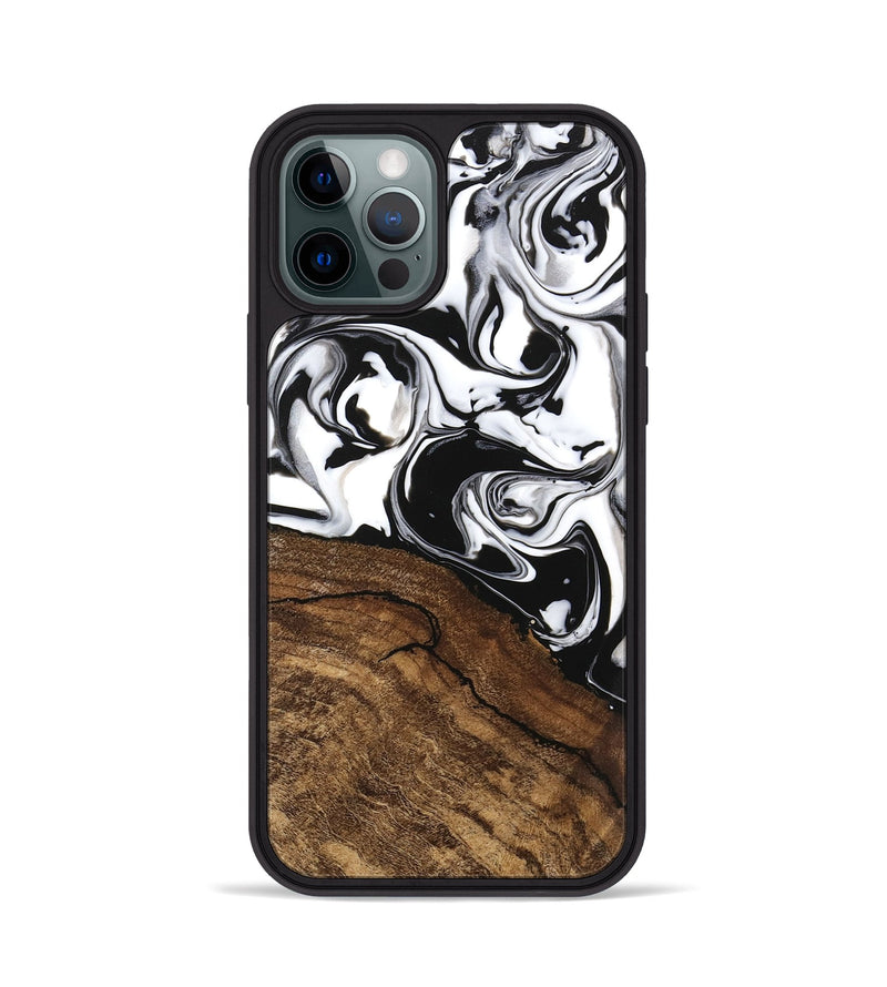 iPhone 12 Pro Wood Phone Case - Janelle (Black & White, 746225)