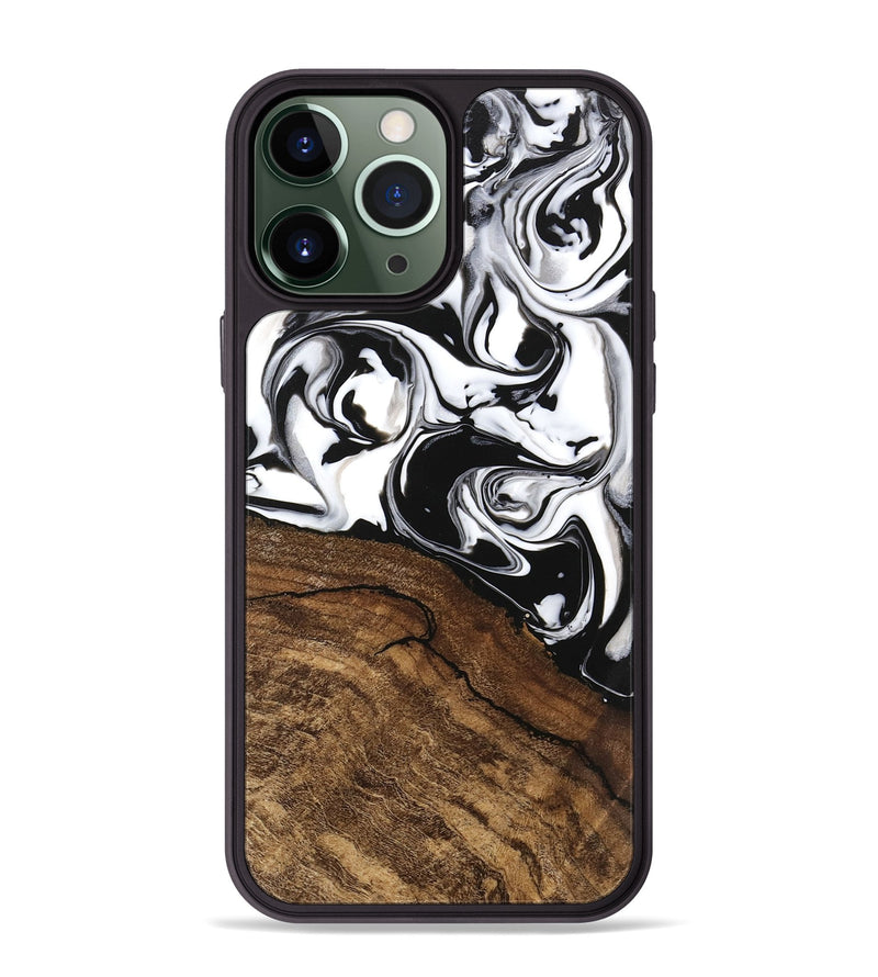 iPhone 13 Pro Max Wood Phone Case - Janelle (Black & White, 746225)