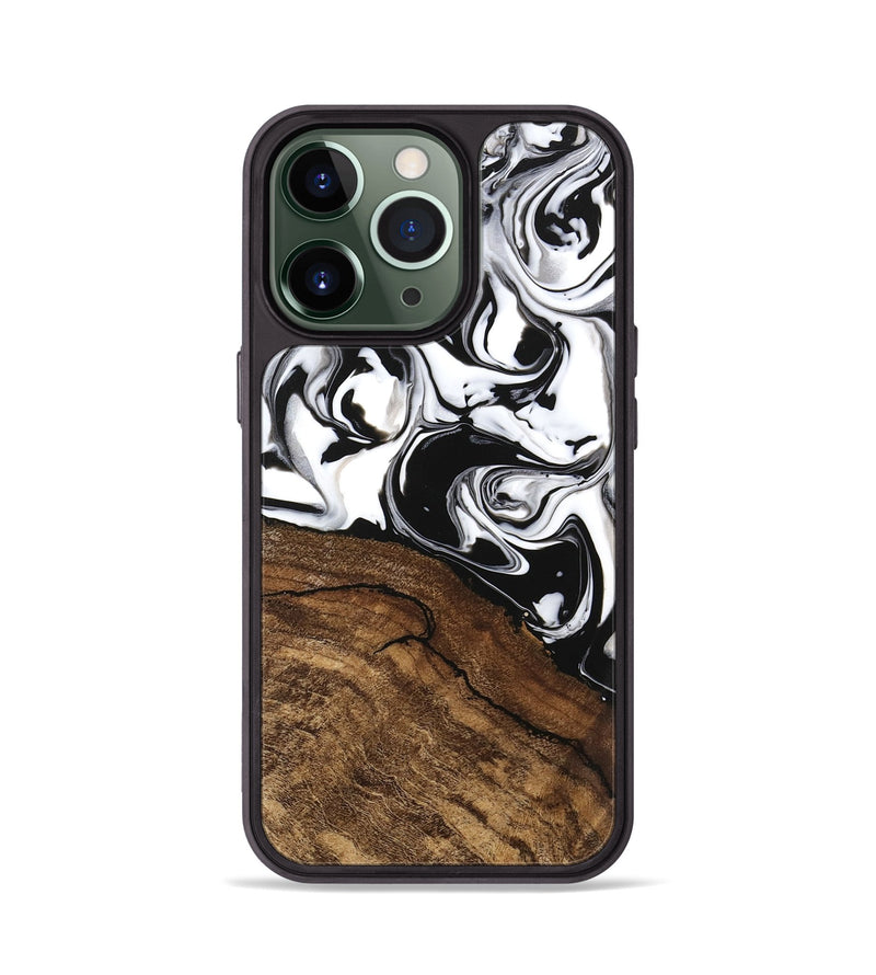 iPhone 13 Pro Wood Phone Case - Janelle (Black & White, 746225)