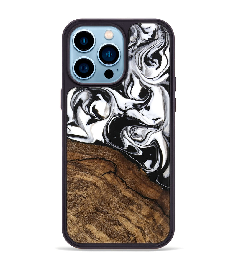 iPhone 14 Pro Max Wood Phone Case - Janelle (Black & White, 746225)