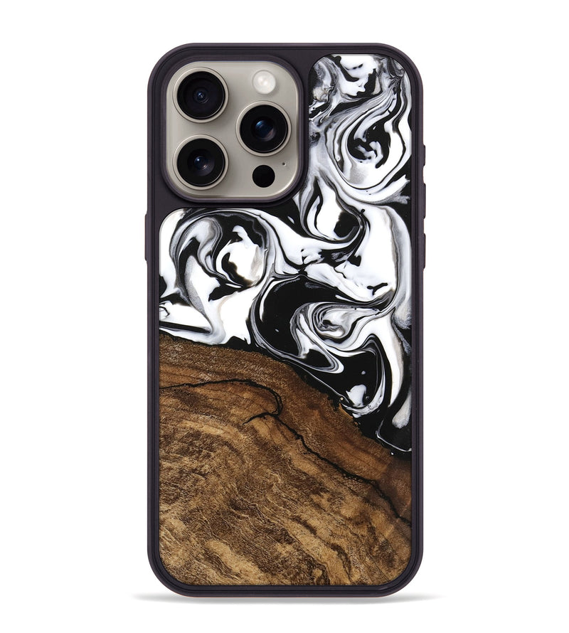 iPhone 15 Pro Max Wood Phone Case - Janelle (Black & White, 746225)