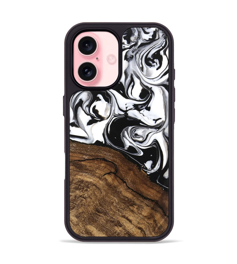 iPhone 16 Wood Phone Case - Janelle (Black & White, 746225)