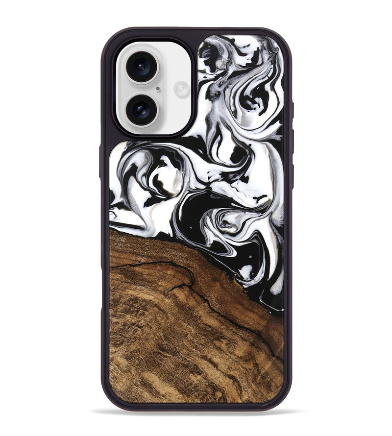 iPhone 16 Plus Wood Phone Case - Janelle (Black & White, 746225)