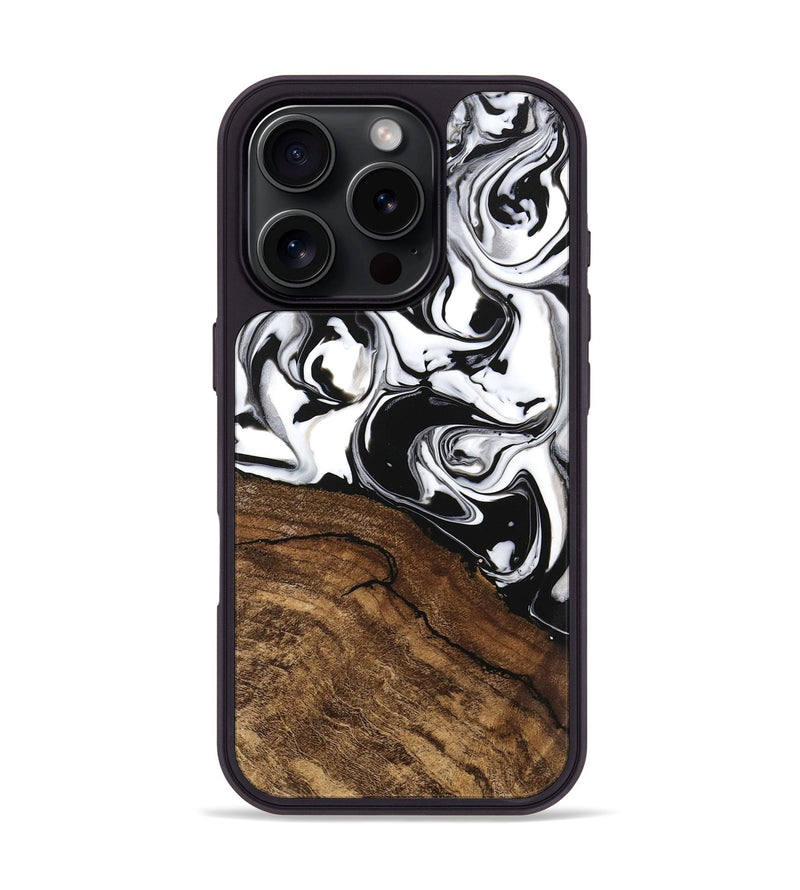 iPhone 16 Pro Wood Phone Case - Janelle (Black & White, 746225)