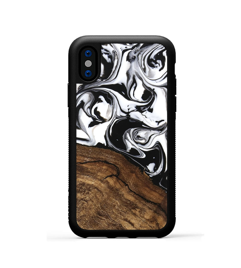 iPhone Xs Wood Phone Case - Janelle (Black & White, 746225)