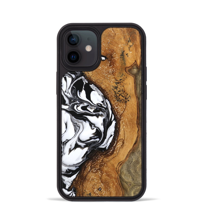 iPhone 12 Wood Phone Case - Haylie (Black & White, 746229)