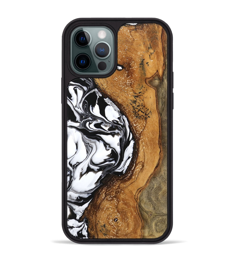 iPhone 12 Pro Max Wood Phone Case - Haylie (Black & White, 746229)