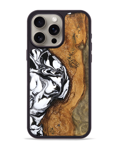 iPhone 15 Pro Max Wood Phone Case - Haylie (Black & White, 746229)