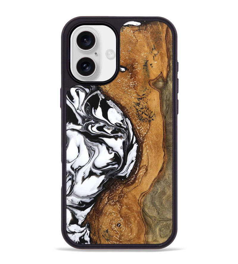 iPhone 16 Plus Wood Phone Case - Haylie (Black & White, 746229)