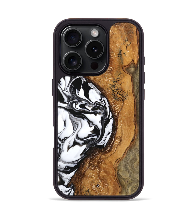 iPhone 16 Pro Wood Phone Case - Haylie (Black & White, 746229)