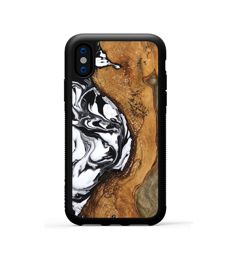 iPhone Xs Wood Phone Case - Haylie (Black & White, 746229)