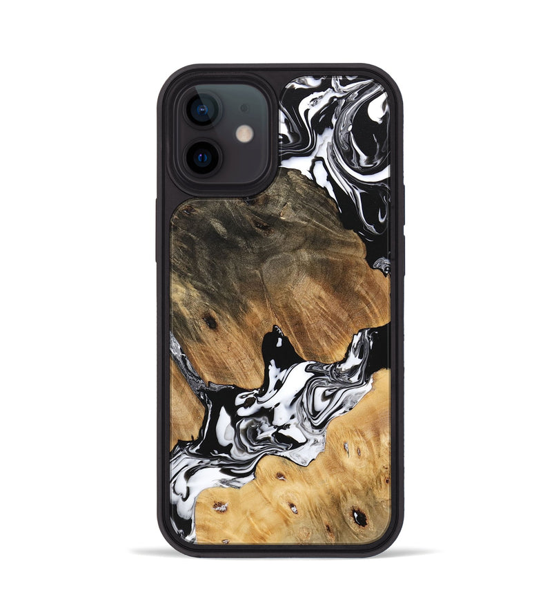 iPhone 12 Wood Phone Case - Maegan (Black & White, 746231)