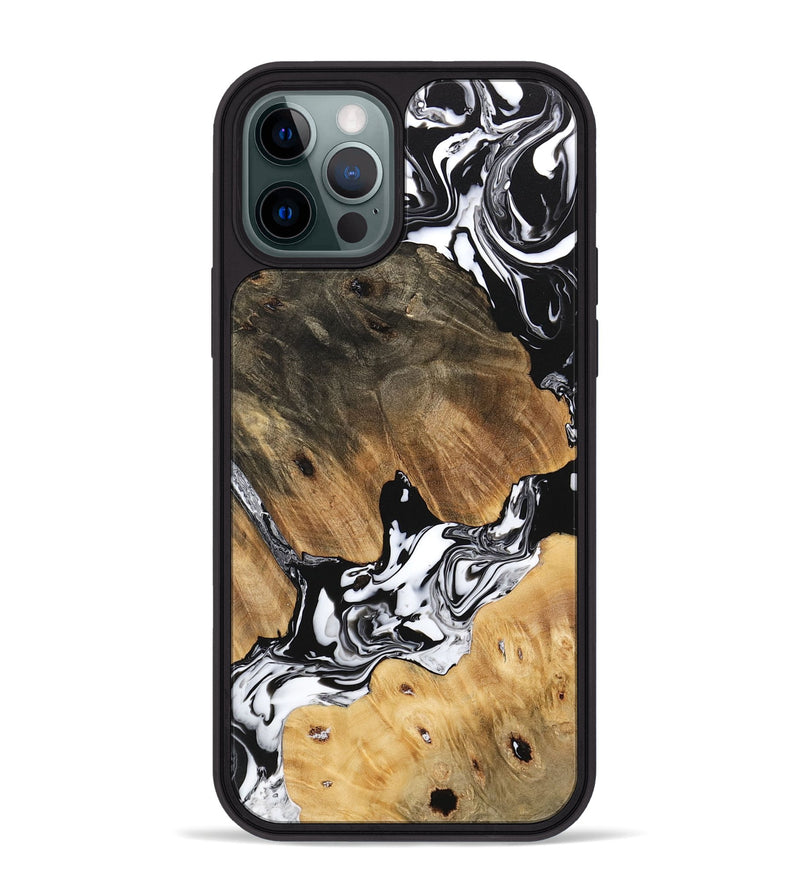 iPhone 12 Pro Max Wood Phone Case - Maegan (Black & White, 746231)