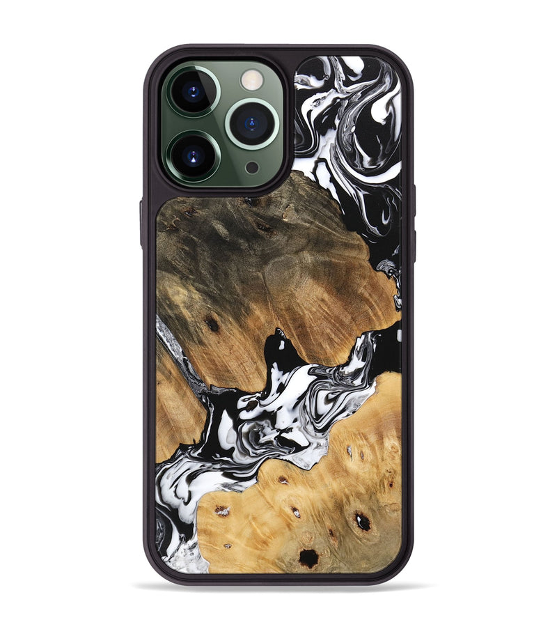 iPhone 13 Pro Max Wood Phone Case - Maegan (Black & White, 746231)