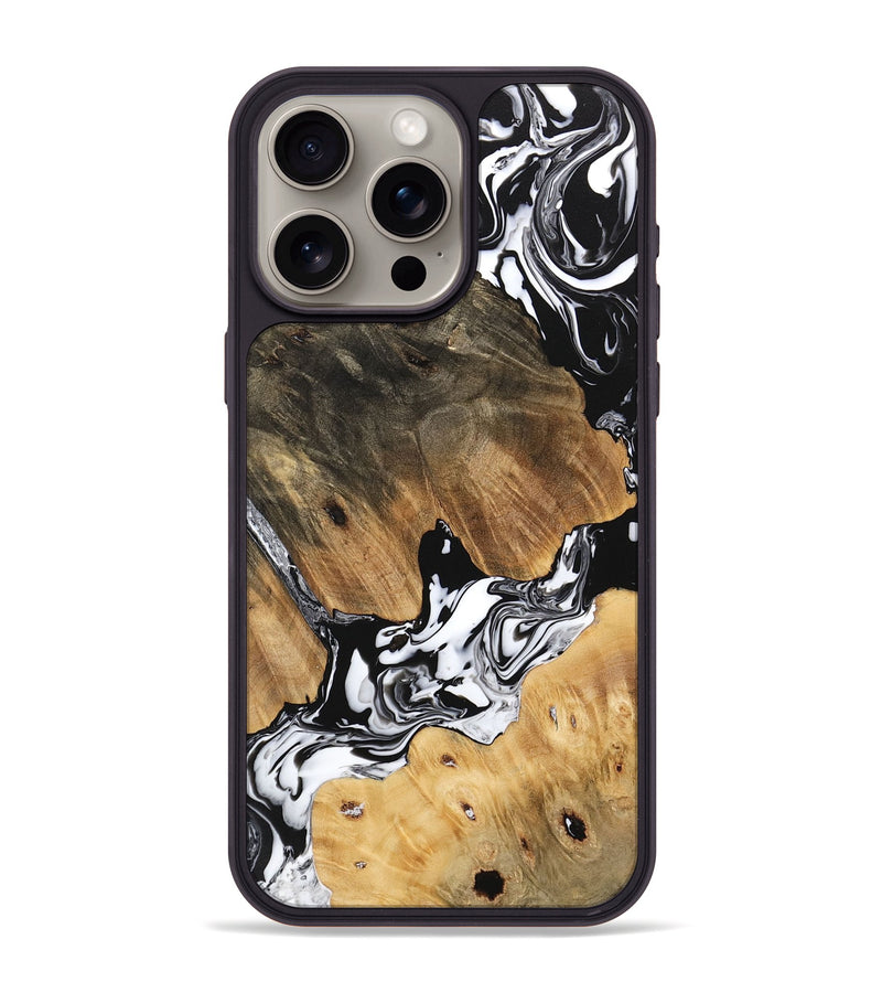 iPhone 15 Pro Max Wood Phone Case - Maegan (Black & White, 746231)