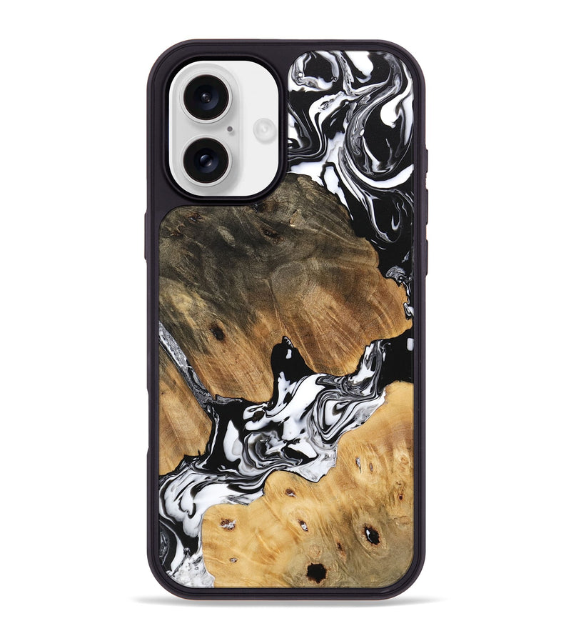 iPhone 16 Plus Wood Phone Case - Maegan (Black & White, 746231)