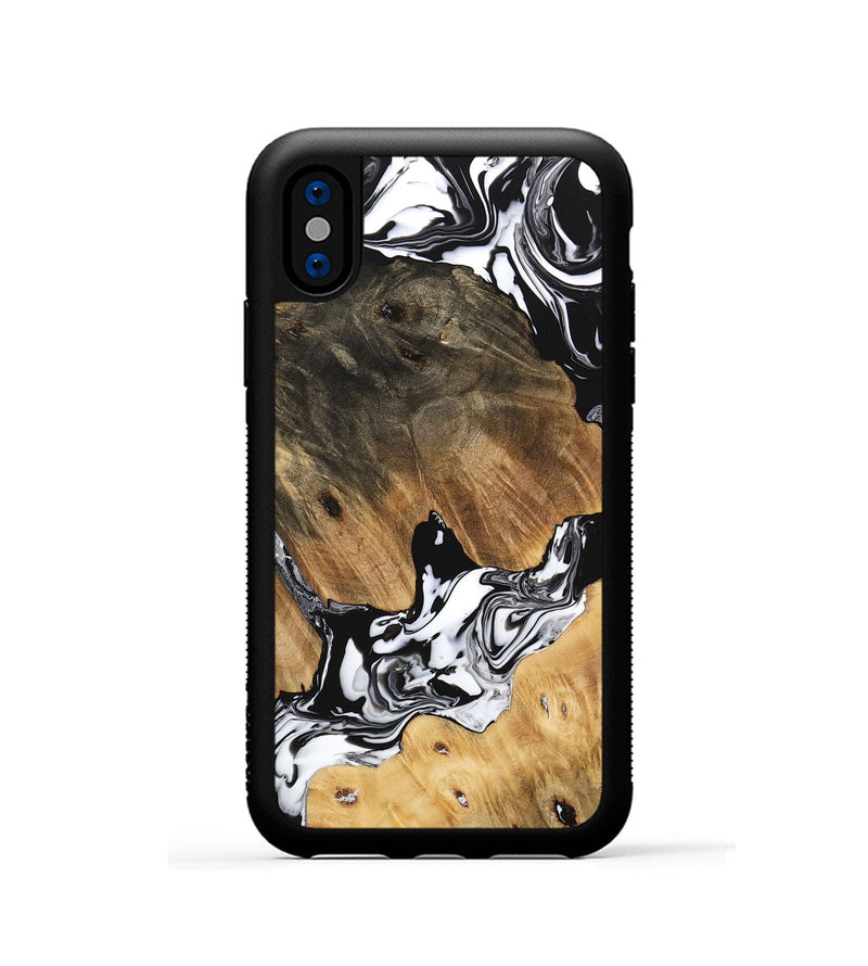 iPhone Xs Wood Phone Case - Maegan (Black & White, 746231)