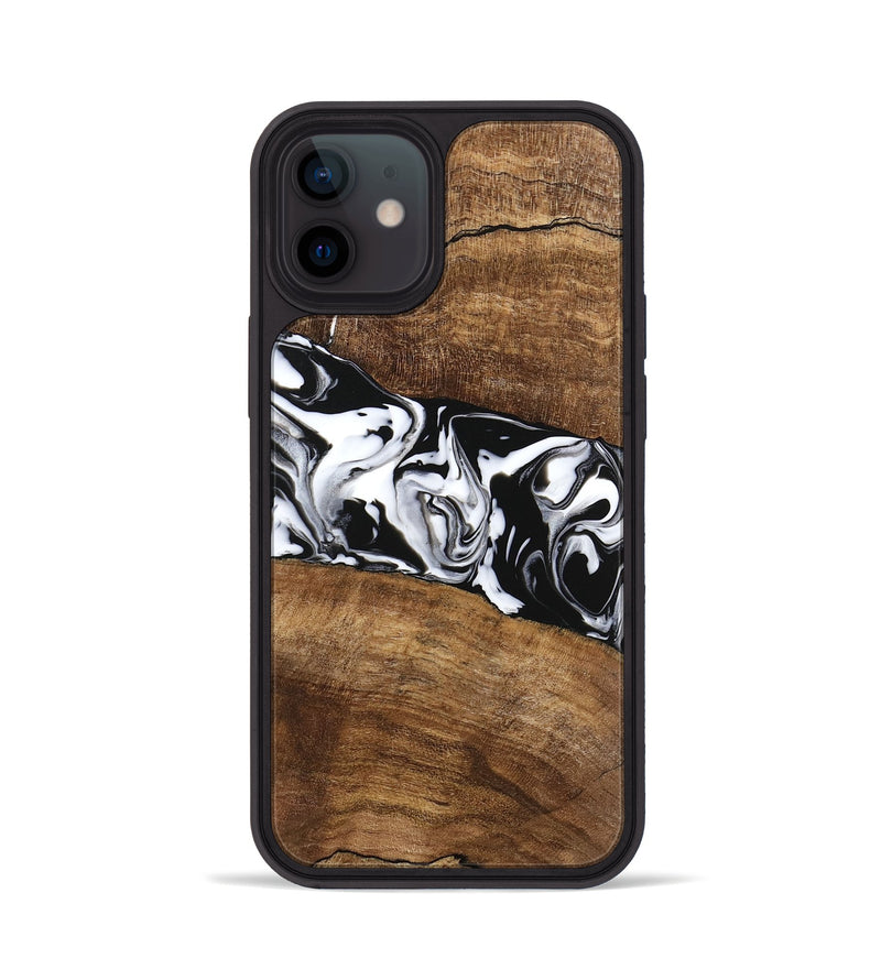 iPhone 12 Wood Phone Case - Lisha (Black & White, 746236)