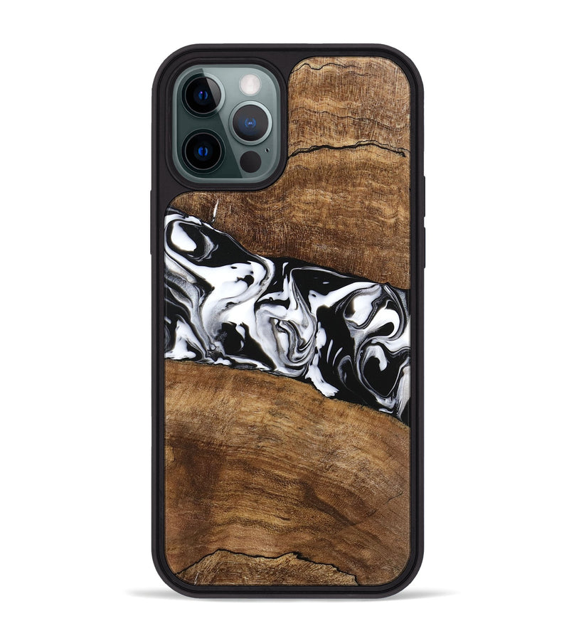 iPhone 12 Pro Max Wood Phone Case - Lisha (Black & White, 746236)