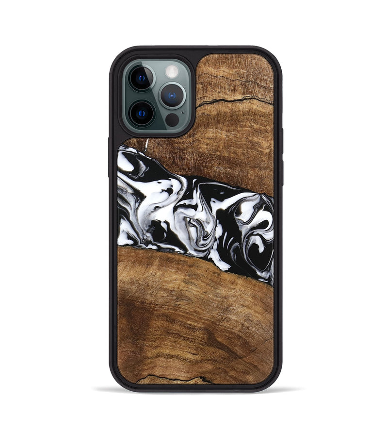 iPhone 12 Pro Wood Phone Case - Lisha (Black & White, 746236)