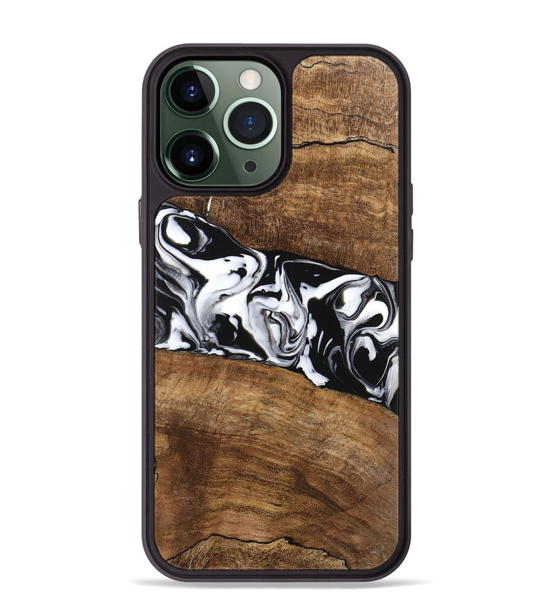 iPhone 13 Pro Max Wood Phone Case - Lisha (Black & White, 746236)