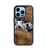 iPhone 14 Pro Wood Phone Case - Lisha (Black & White, 746236)