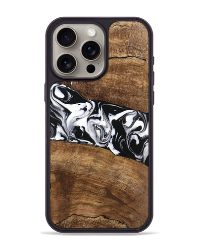 iPhone 15 Pro Max Wood Phone Case - Lisha (Black & White, 746236)