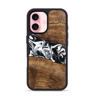 iPhone 16 Wood Phone Case - Lisha (Black & White, 746236)