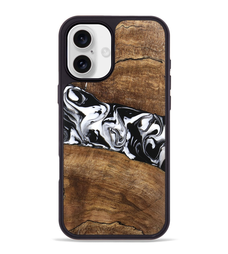 iPhone 16 Plus Wood Phone Case - Lisha (Black & White, 746236)