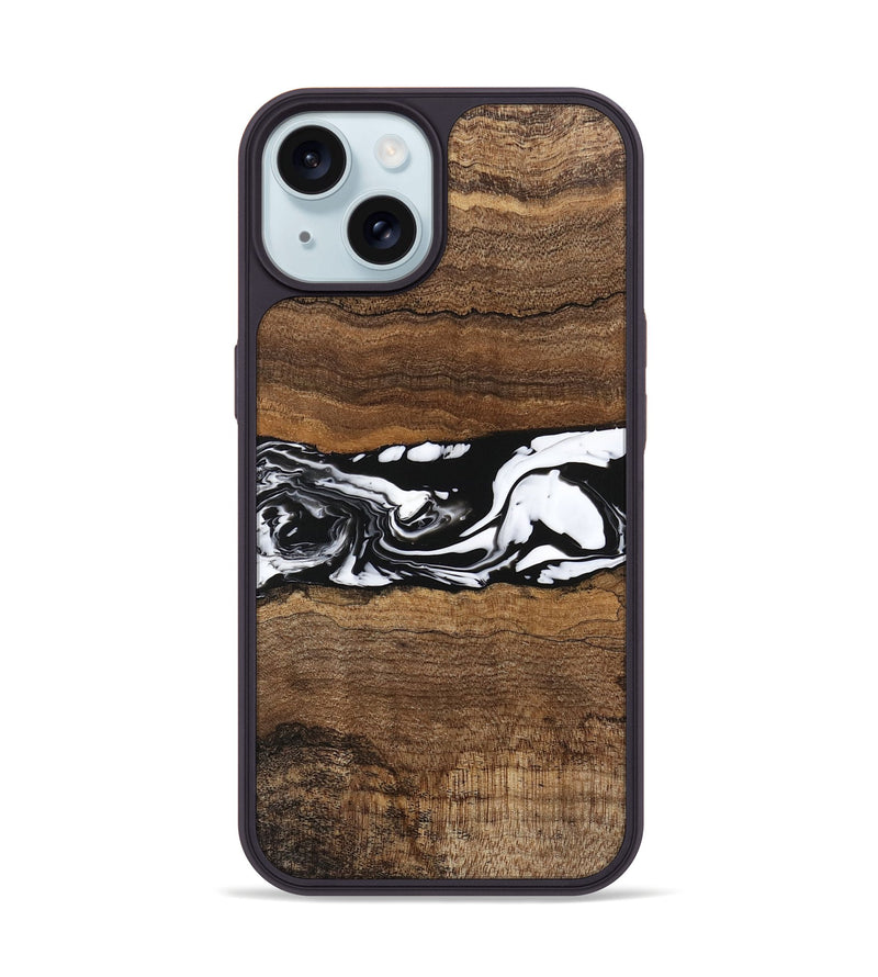 iPhone 15 Wood Phone Case - Wiley (Black & White, 746243)