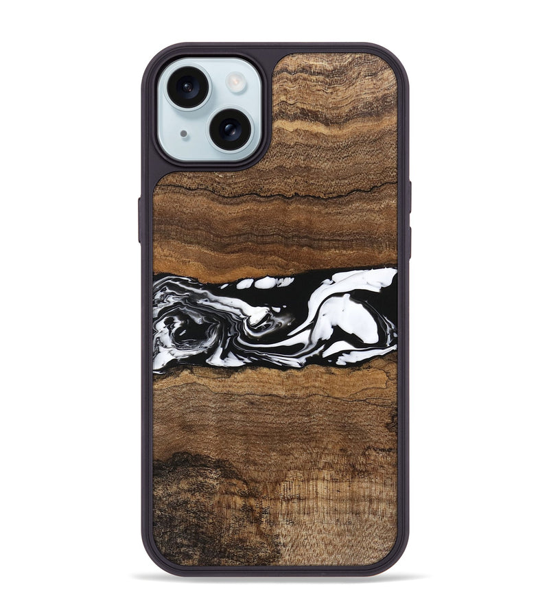 iPhone 15 Plus Wood Phone Case - Wiley (Black & White, 746243)