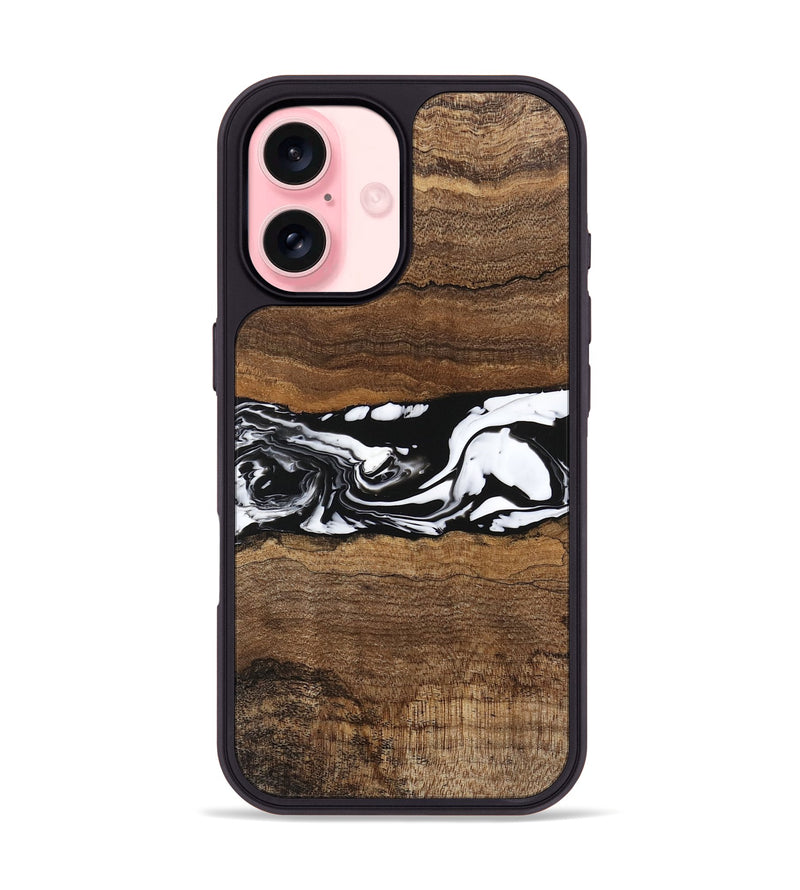 iPhone 16 Wood Phone Case - Wiley (Black & White, 746243)