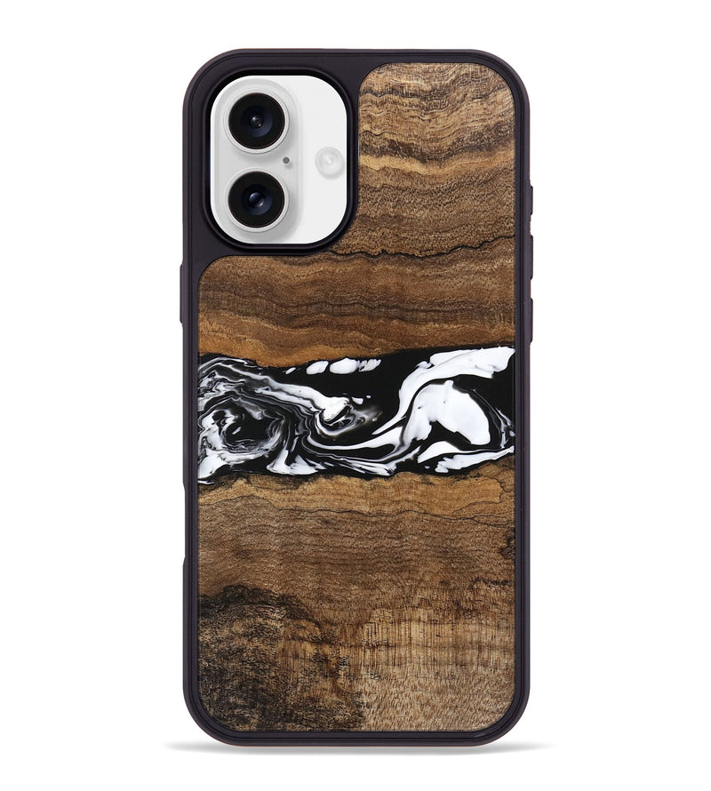 iPhone 16 Plus Wood Phone Case - Wiley (Black & White, 746243)