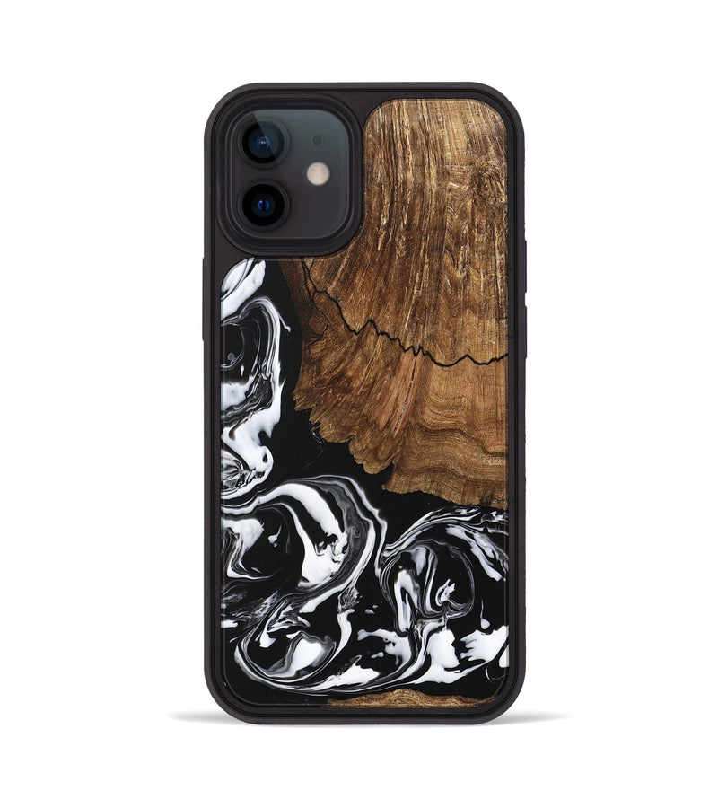 iPhone 12 Wood Phone Case - Tim (Black & White, 746244)