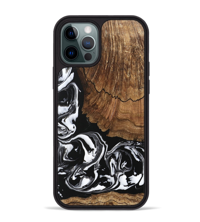 iPhone 12 Pro Max Wood Phone Case - Tim (Black & White, 746244)