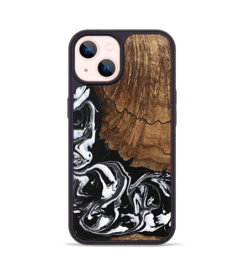 iPhone 14 Wood Phone Case - Tim (Black & White, 746244)