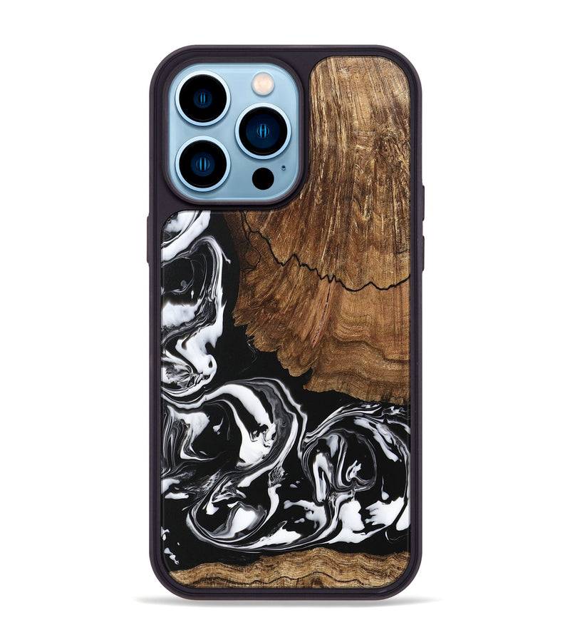 iPhone 14 Pro Max Wood Phone Case - Tim (Black & White, 746244)